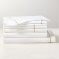 Marisal Organic Cotton Percale 400 Thread Count White with Taupe Standard Pillow Shams Set of 2