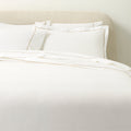 Marisal Organic Cotton Percale 400 Thread Count White with Taupe King Bedding Set