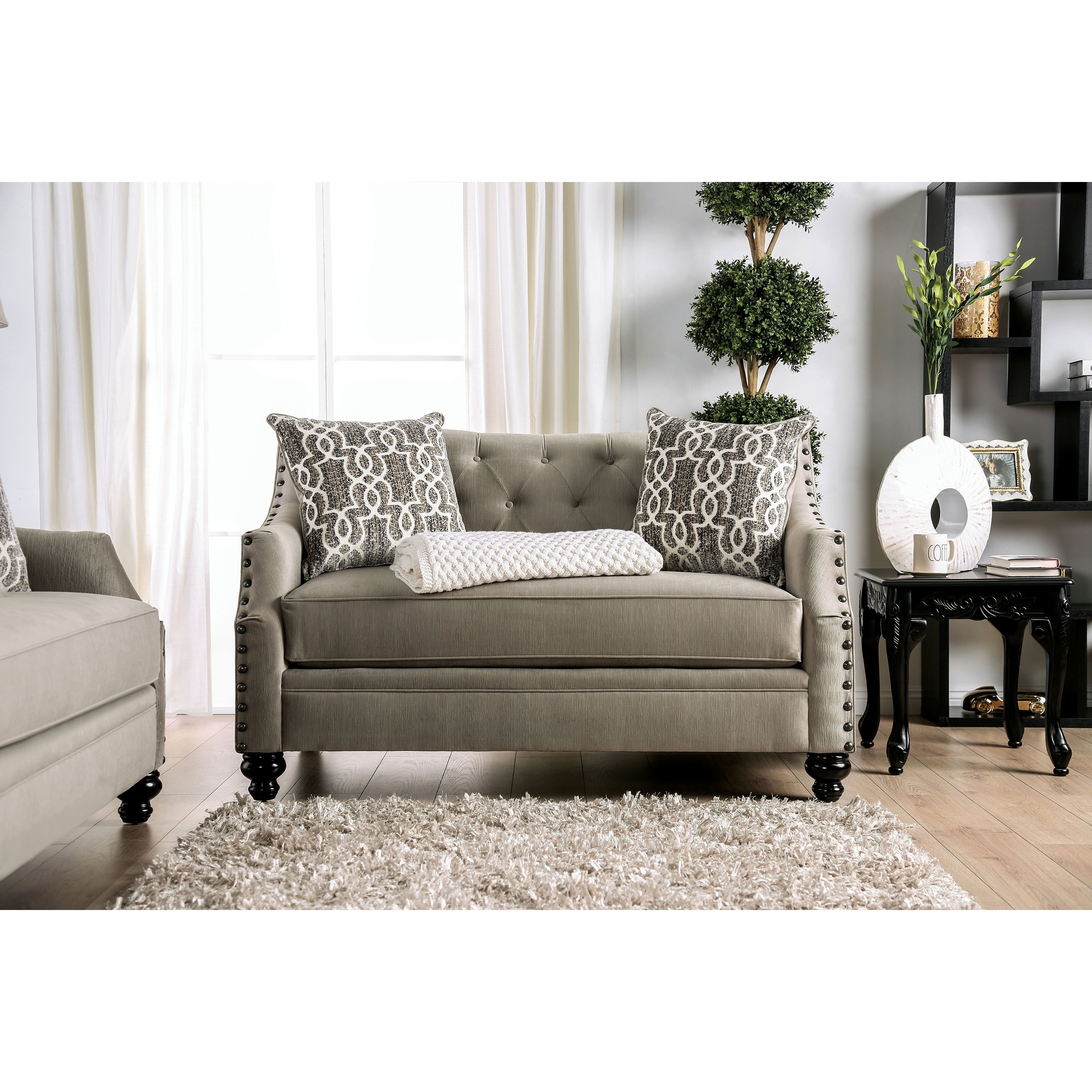 Furniture Of America Marisnic Light Brown Traditional Tufted Loveseat