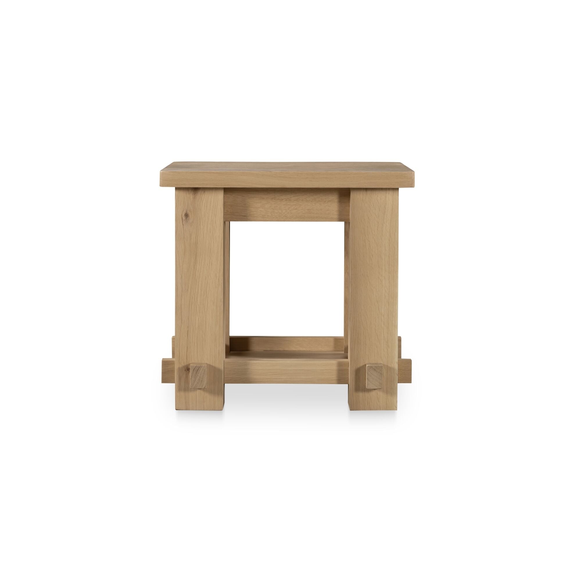 Marisol Side Table Solid Oak Rounded Corners Tray Shelf Detailing Natural
