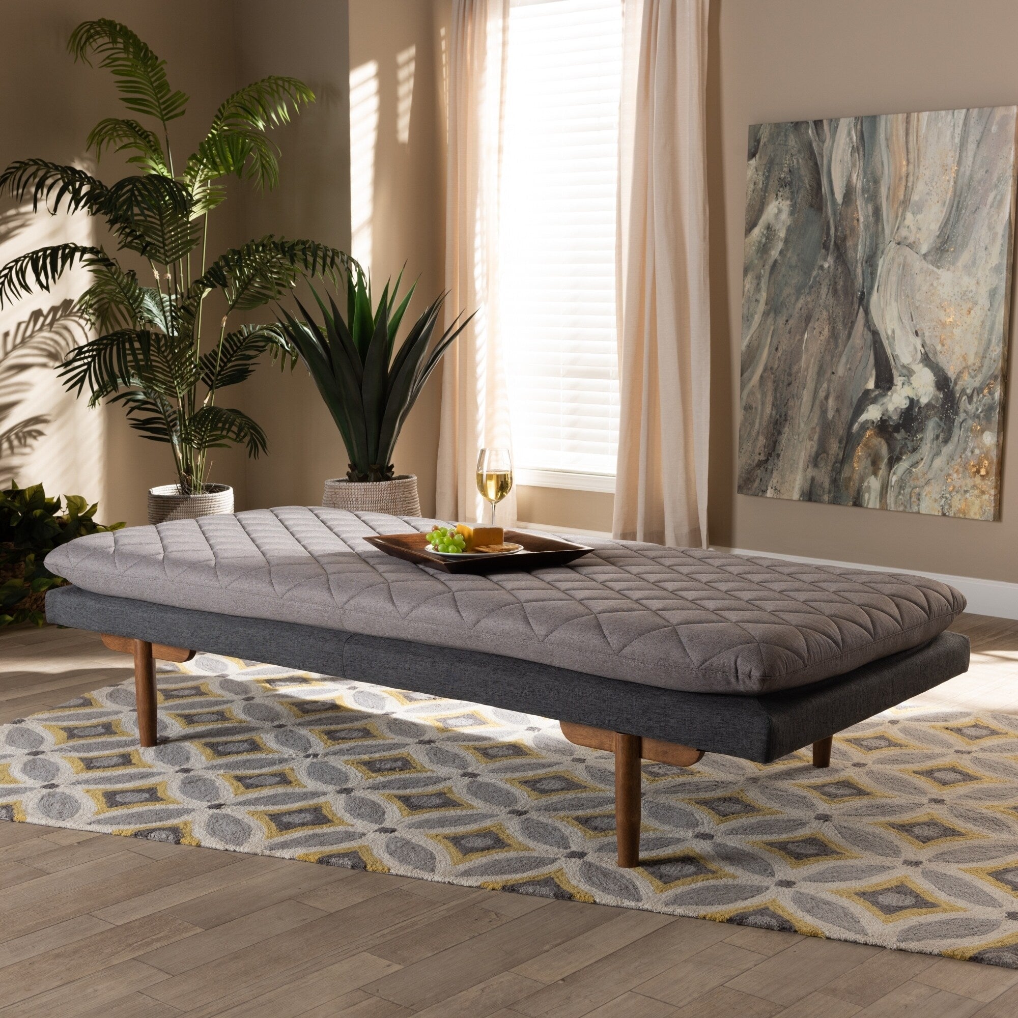 Marit Mid Century Modern Upholstered Wood Daybed
