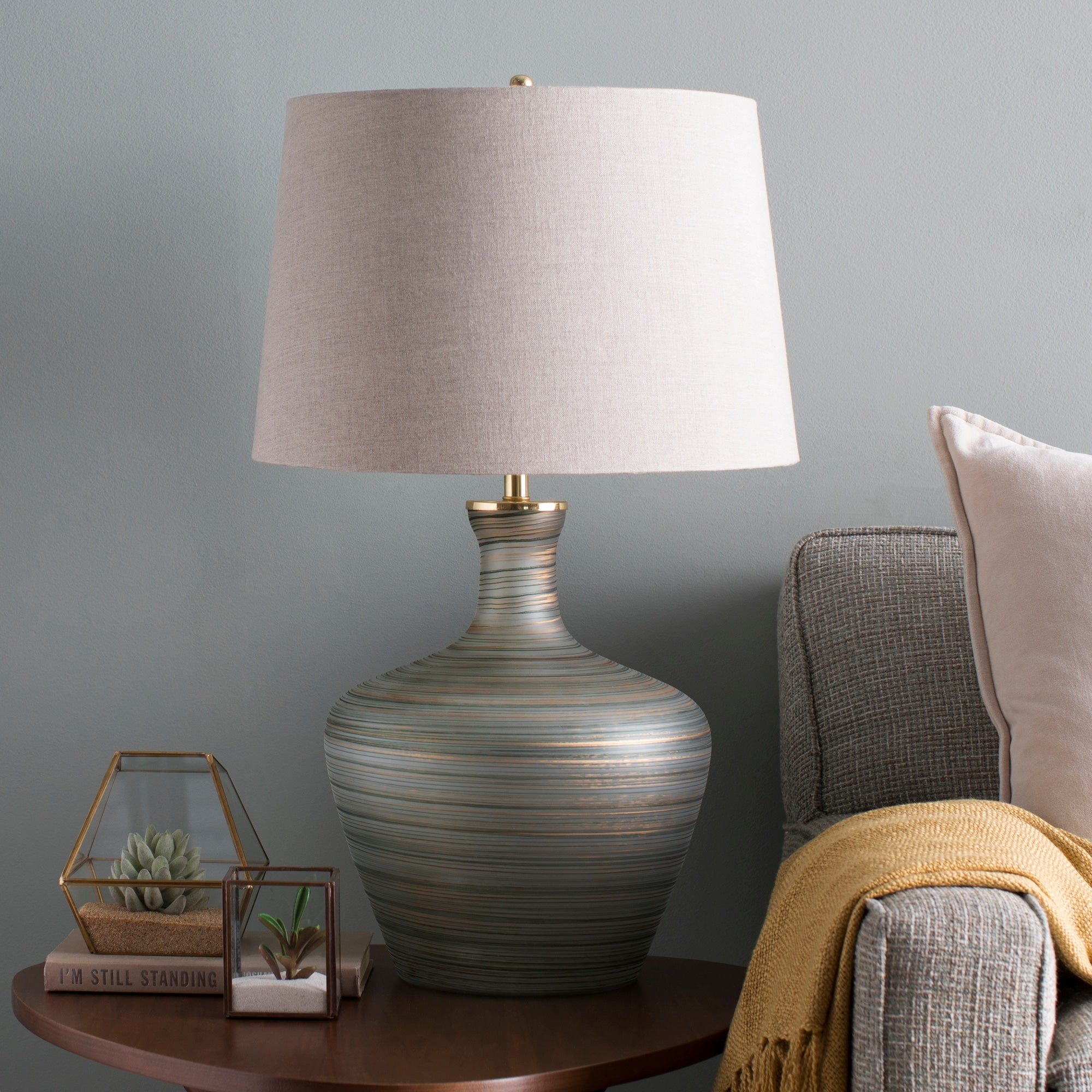 Mariya Emerald Aqua Antiqued Glass Table Lamp