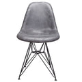 Markle Cool Gray Leatherette Fabric Upholstered Dining Side Accent Chair With Black Steel Leg