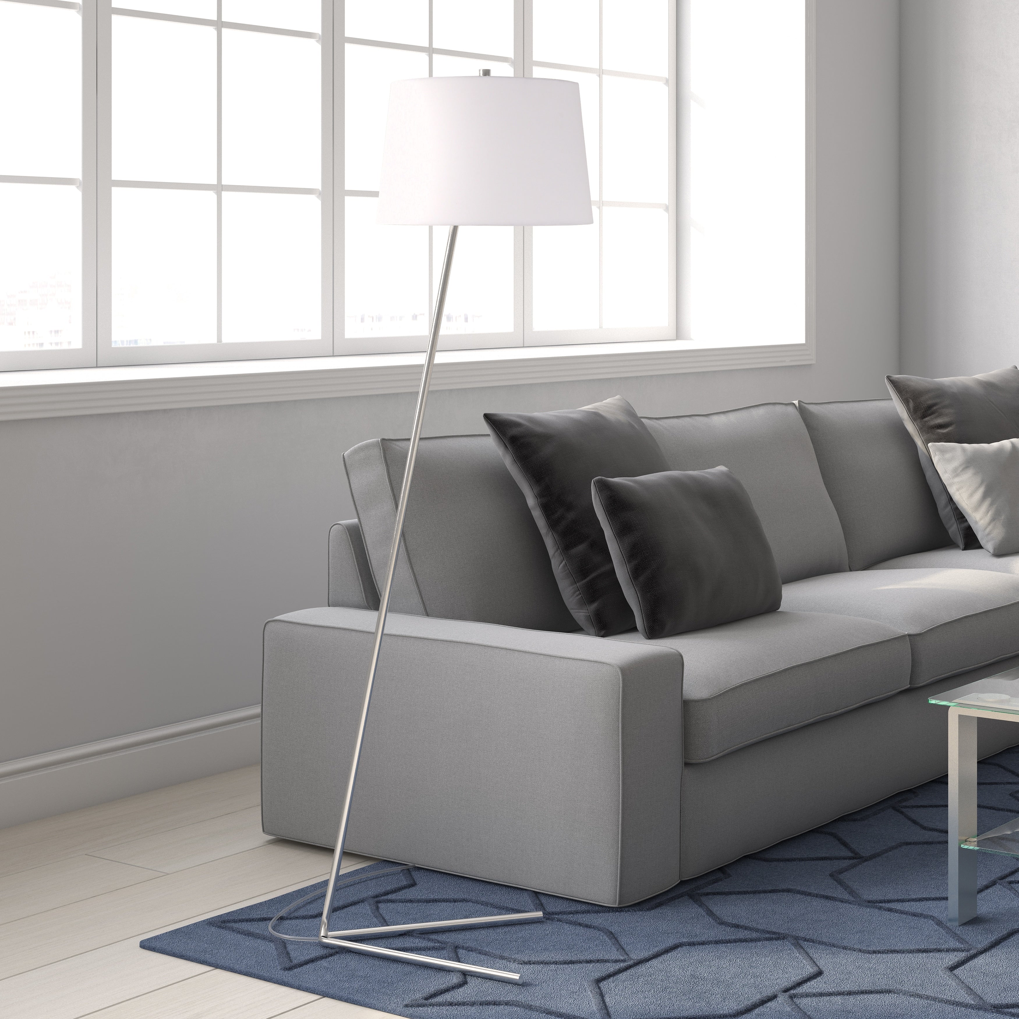 Markos Floor Lamp In Silver Nickel Finish