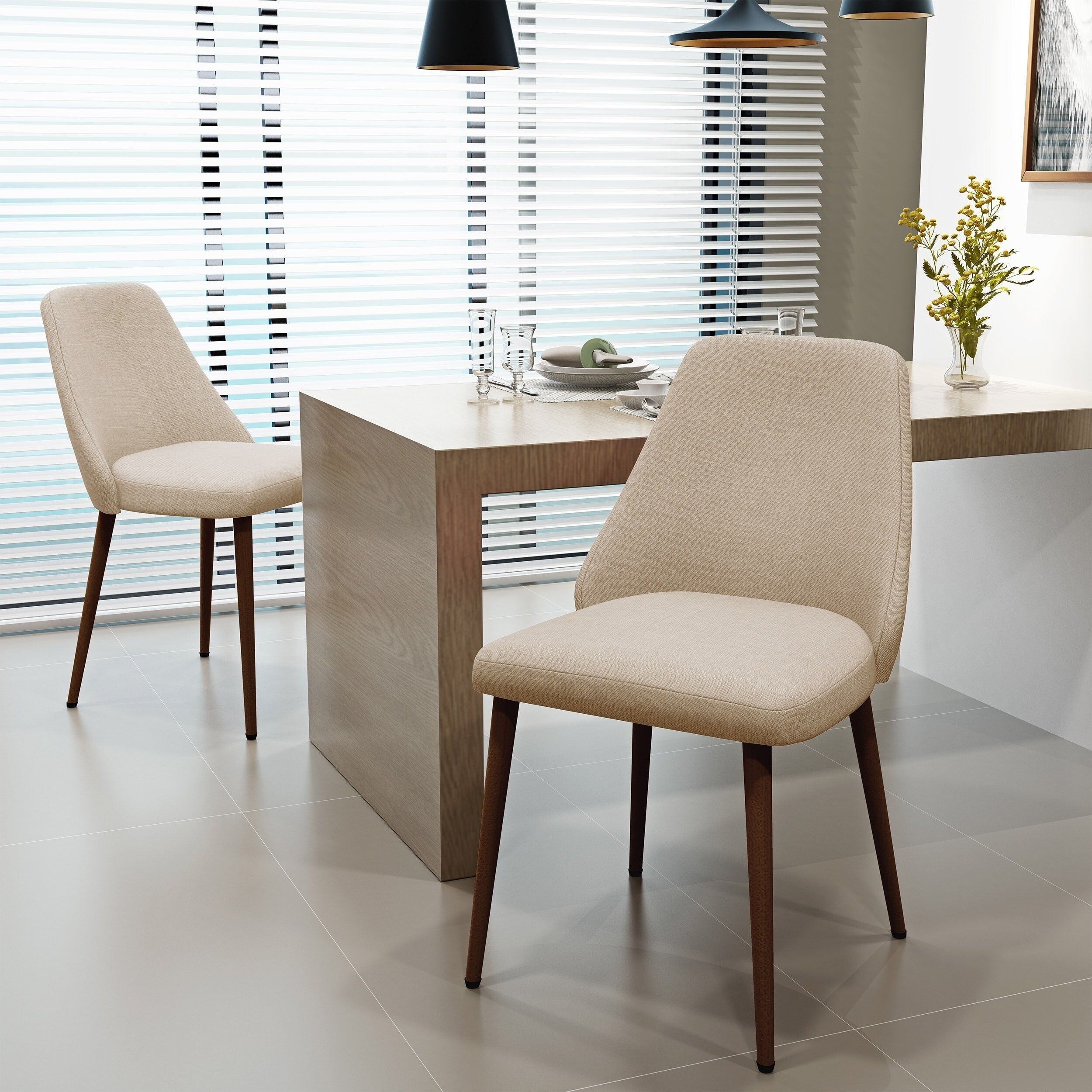 Marlee Mid Century Fabric Dining Chair Set Of 2 By Christopher Knight Home