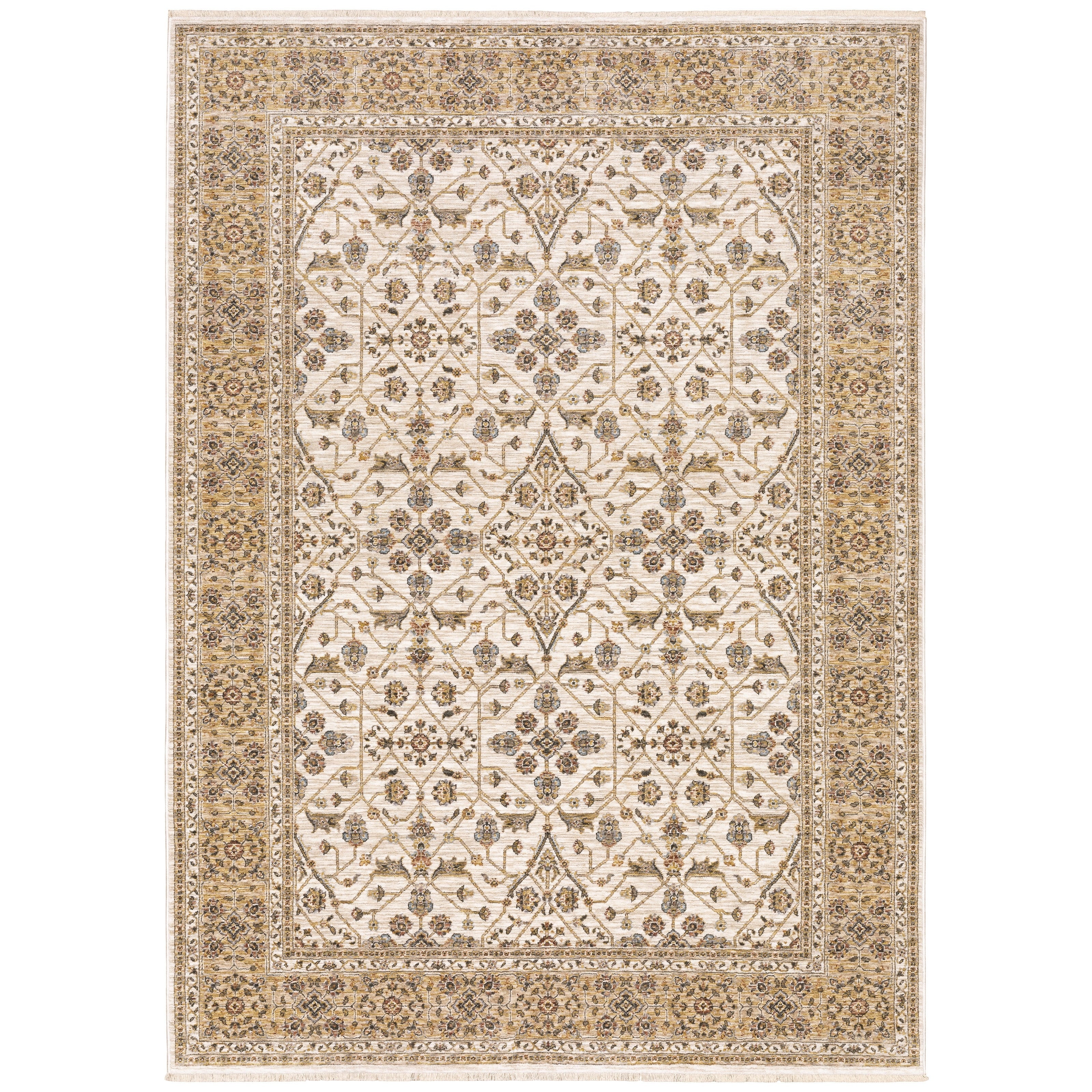 Marley Bordered Traditional Fringed Area Rug