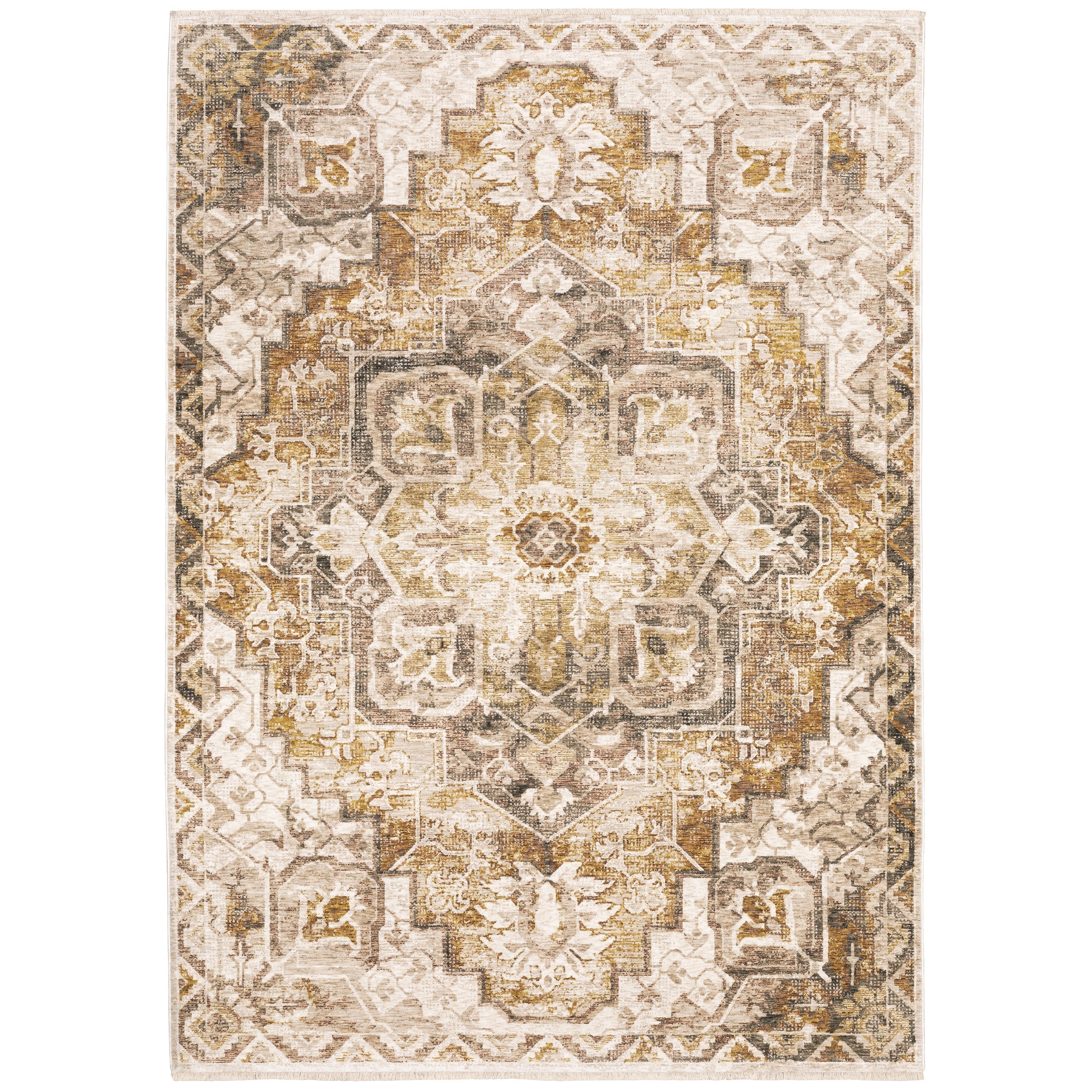 Marley Distressed Medallion Fringed Area Rug