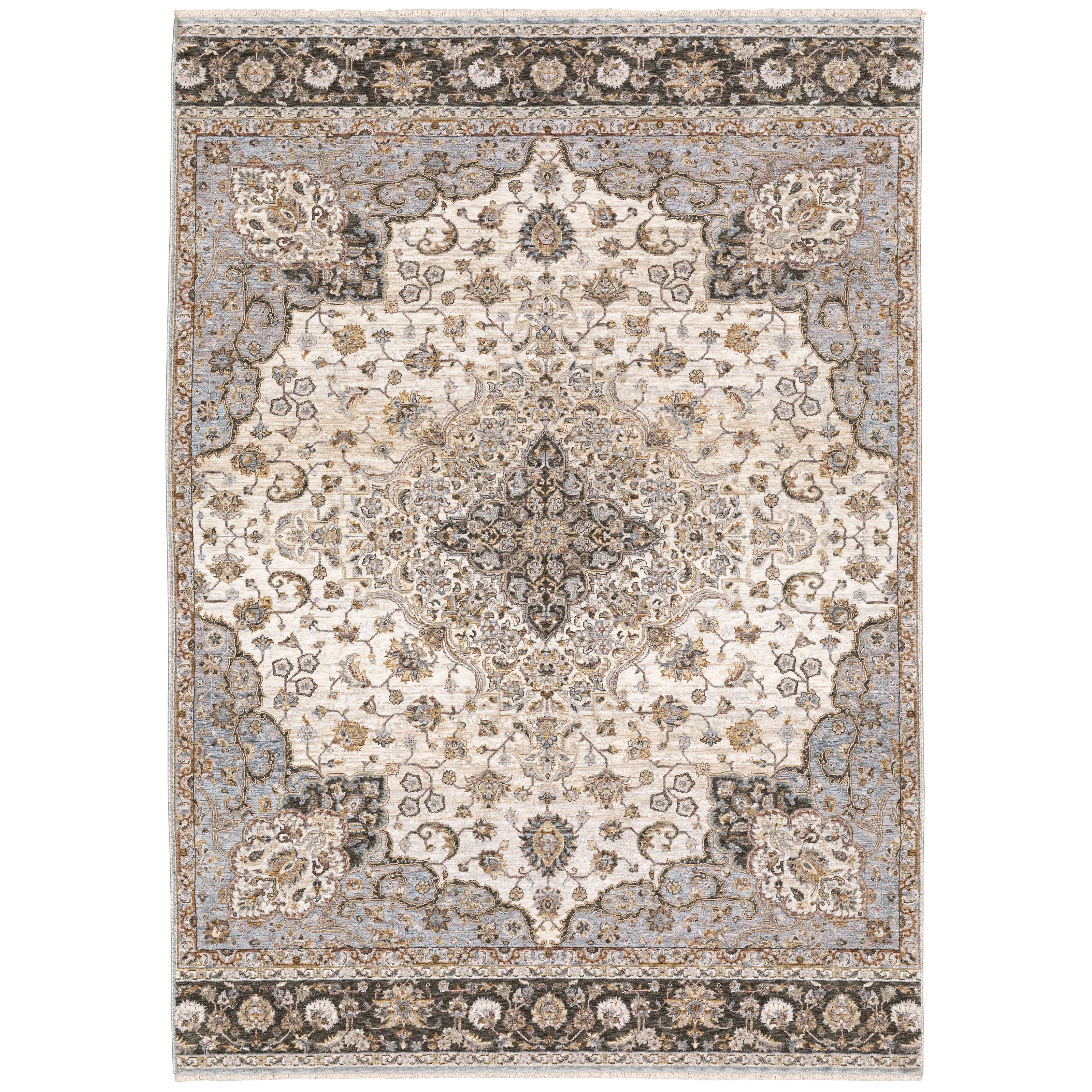 Marley Faded Medallion Fringed Area Rug