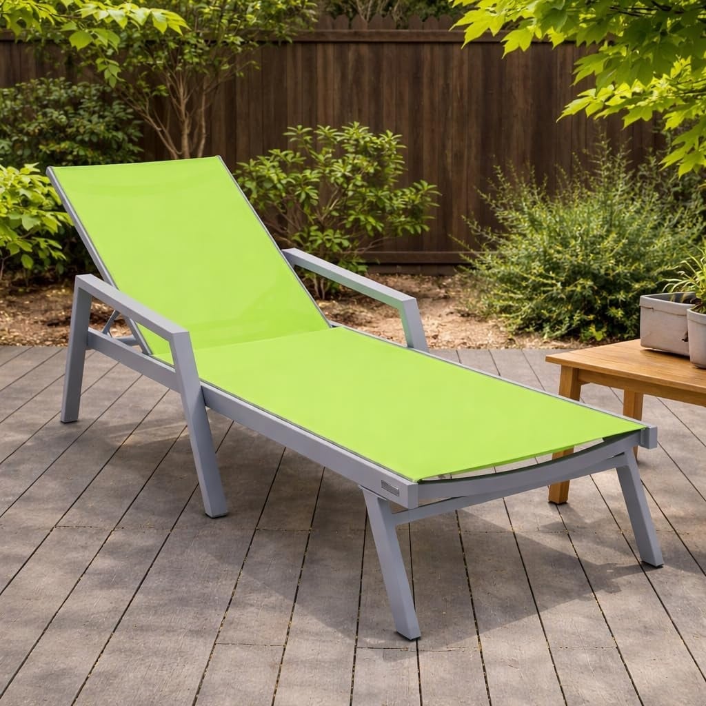 Marlin Aluminum Outdoor Chaise Lounge With Rust Resistant 4 Position Adjustable Recliner And Breathable Mesh Sling