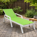 Marlin Rust Resistant Aluminum Chaise Lounge Adjustable 4 Position Outdoor Tanning Chair With Armrests