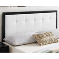 Marlin Traditional White Fabric Button Tufted King Size Black Wooden Headboard