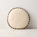 Marlon Warm White Twisted Leather Lumbar Throw Pillow with Feather-Down Insert 48inx12in