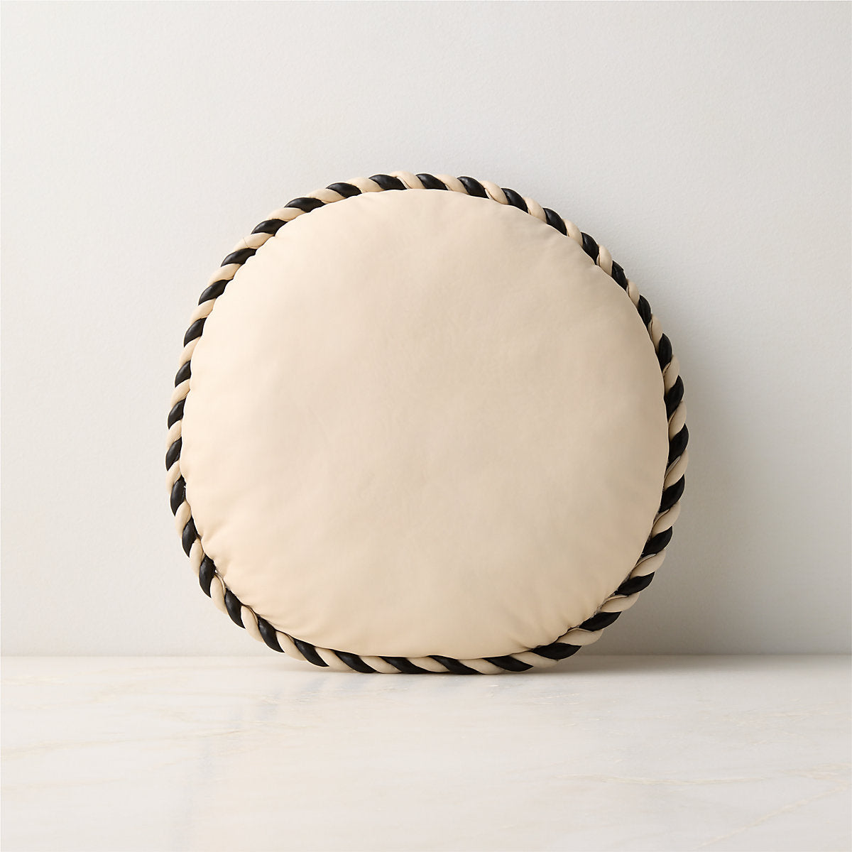 Marlon Warm White Twisted Leather Lumbar Throw Pillow Cover 48inx12in
