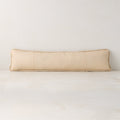 Marlon Warm White and Black Twisted Leather Round Throw Pillow 16in