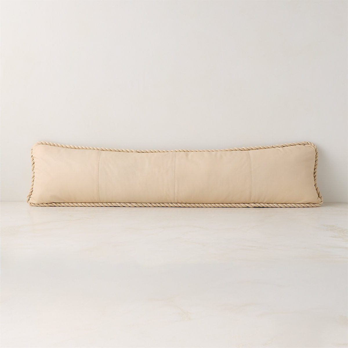 Marlon Warm White and Black Twisted Leather Round Throw Pillow 16in
