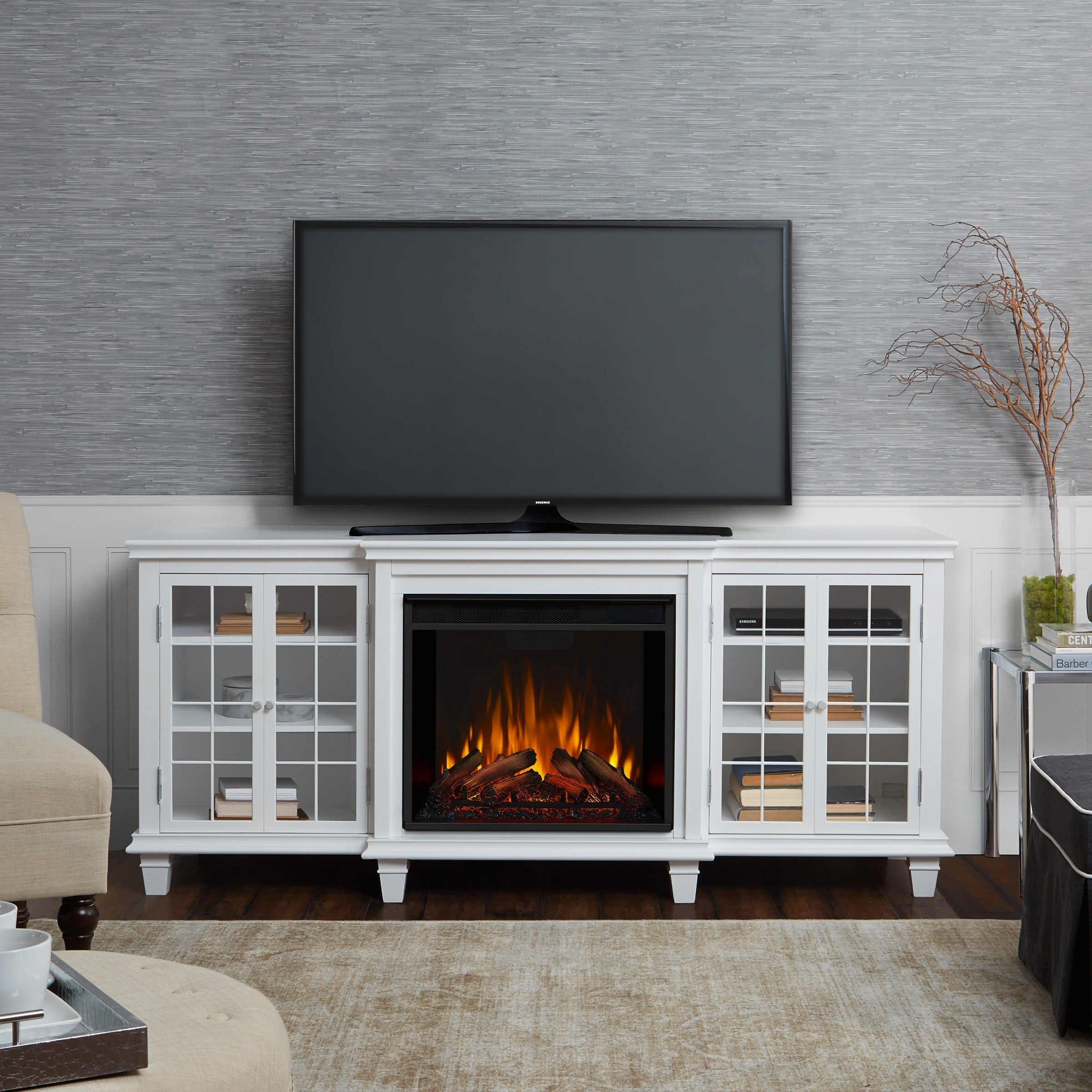 Marlowe Electric Fireplace White By Real Flame