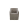 Maro Dining Chair Curved Back Polyester Upholstery Fully Upholstered Rolling Caster Wheels Off White