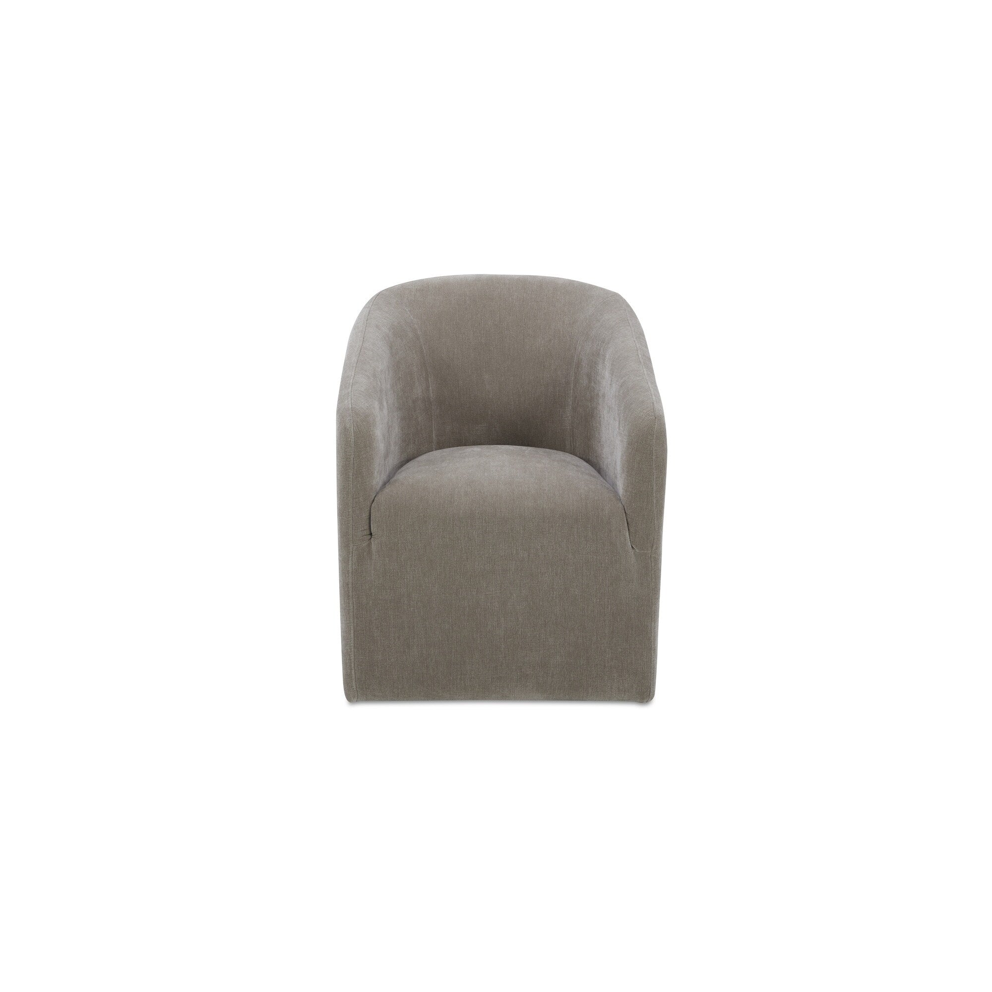 Maro Dining Chair Curved Back Polyester Upholstery Fully Upholstered Rolling Caster Wheels Off White