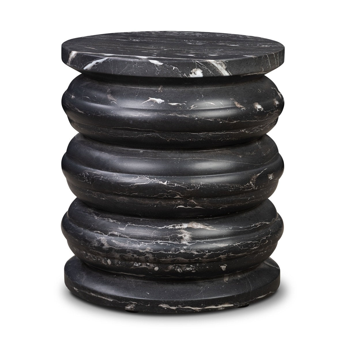 Marq Rounded Tiers Concrete Side Table With Marble Finish