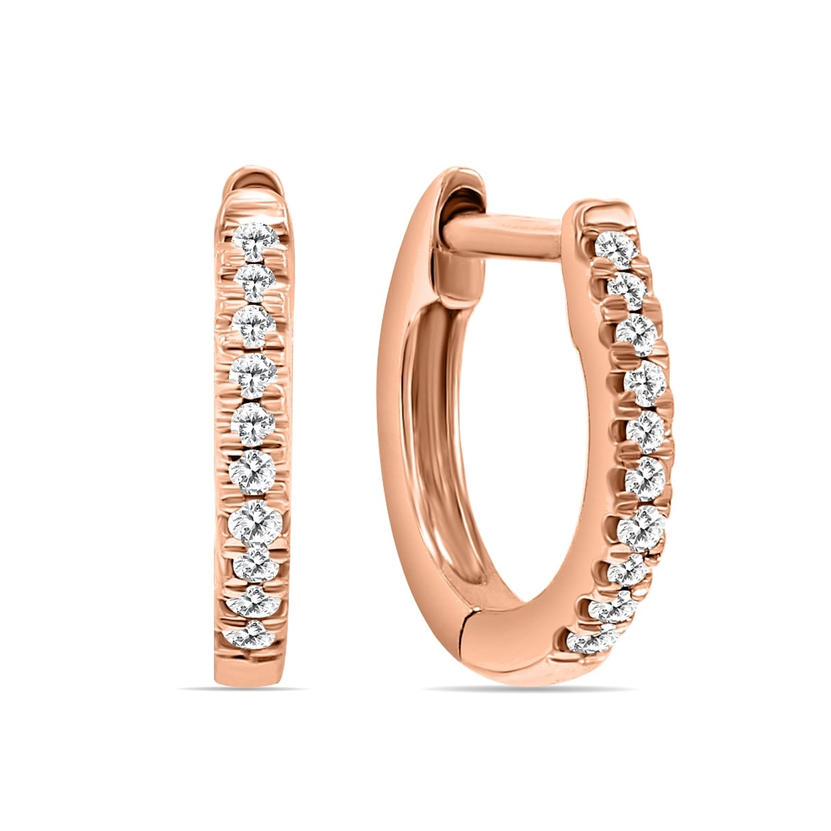 1 10 Carat Tw Small Diamond Huggie Hoop Earrings In 10K Rose Gold