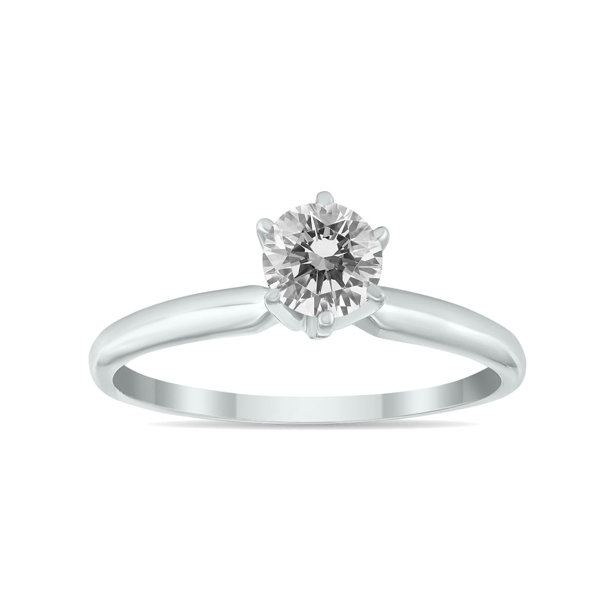 1 2 Carat Round Diamond Solitaire Ring In 14K White Gold