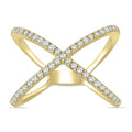 1 2 Carat Tw Diamond Criss Cross X Ring In 10K Yellow Gold K L Color I2 I3 Clarity
