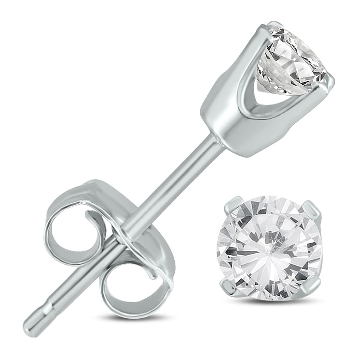 1 2 Carat Tw Diamond Solitaire Stud Earrings In 14K White Gold