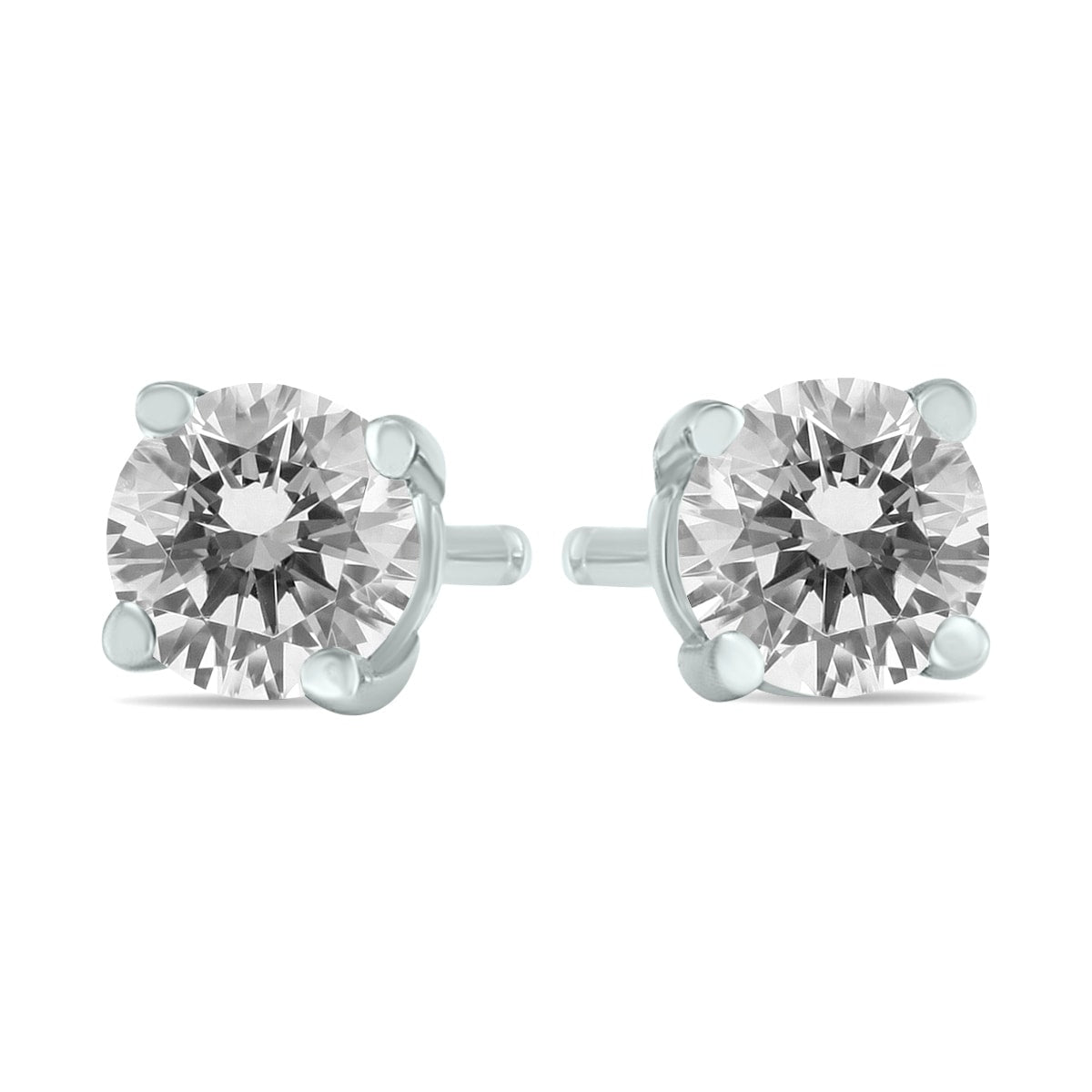 1 2 Carat Tw Round Diamond Solitaire Stud Earrings In 14K White Gold