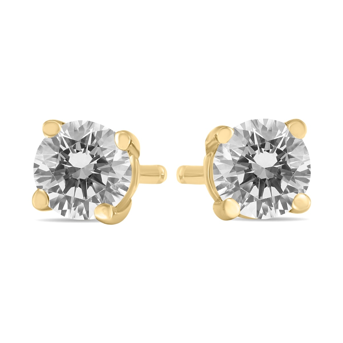 1 2 Carat Tw Round Diamond Solitaire Stud Earrings In 14K Yellow Gold