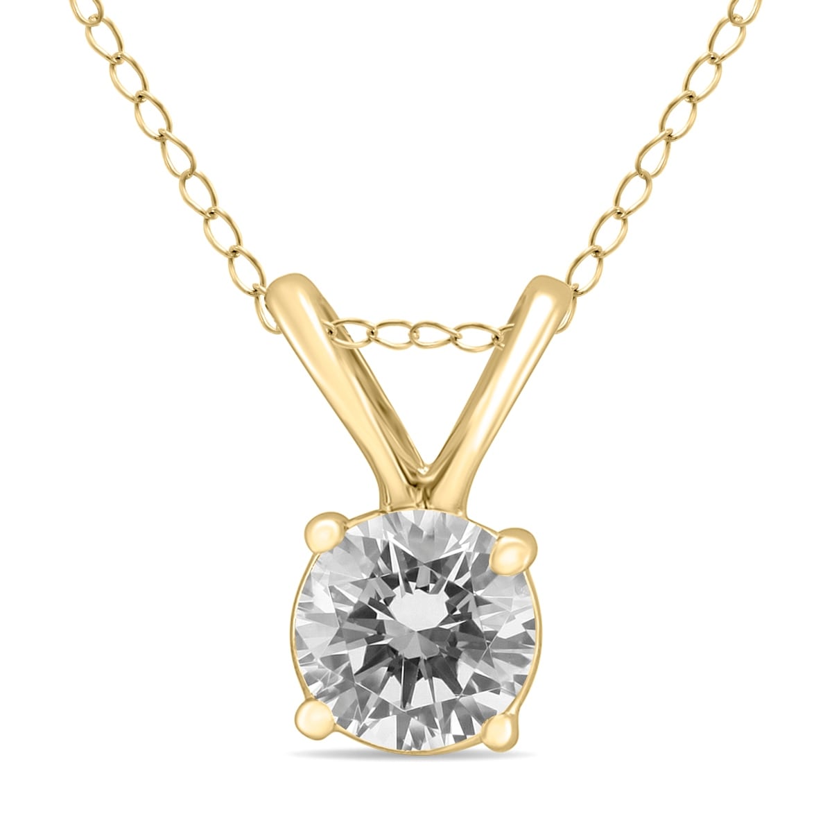 1 3 Carat Round Diamond Solitaire Pendant In 14K Yellow Gold