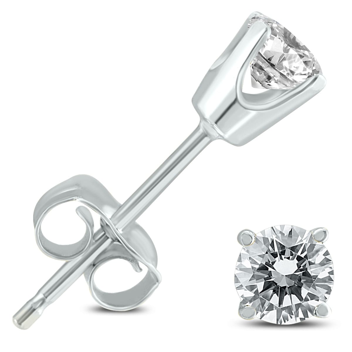 1 4 Carat Diamond Solitaire Stud Earrings In 10K White Gold