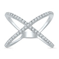 Marquee Jewels 10K White Gold 1 2Ct Diamond Criss Cross X Ring