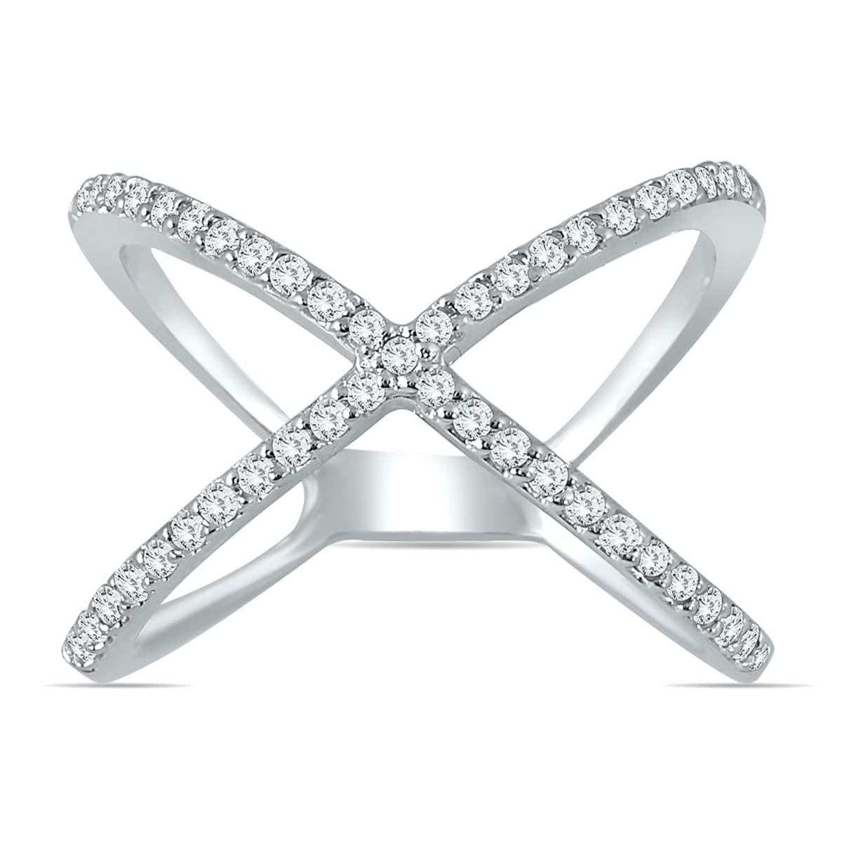 Marquee Jewels 10K White Gold 1 2Ct Diamond Criss Cross X Ring