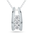 Marquee Jewels 10K White Gold 1 2Ct Tdw Diamond Ladder 3 Stone Necklace