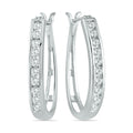 Marquee Jewels 10K White Gold 1Ct Tdw Round Channel Set Diamond Hoop Earrings