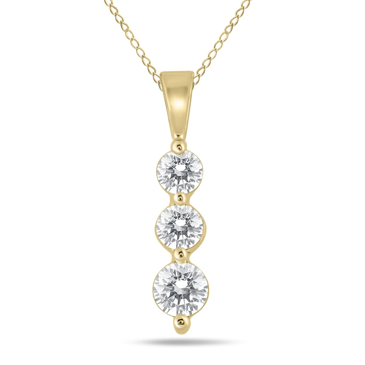 Marquee Jewels 10K Yellow Gold 1 2Ct Tdw Diamond 3 Stone Graduated Pendant