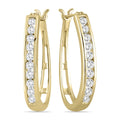 Marquee Jewels 10K Yellow Gold 1Ct Tdw Round Channel Set Diamond Hoop Earrings