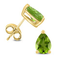 14K Yellow Gold 6X4Mm Pear Peridot Earrings