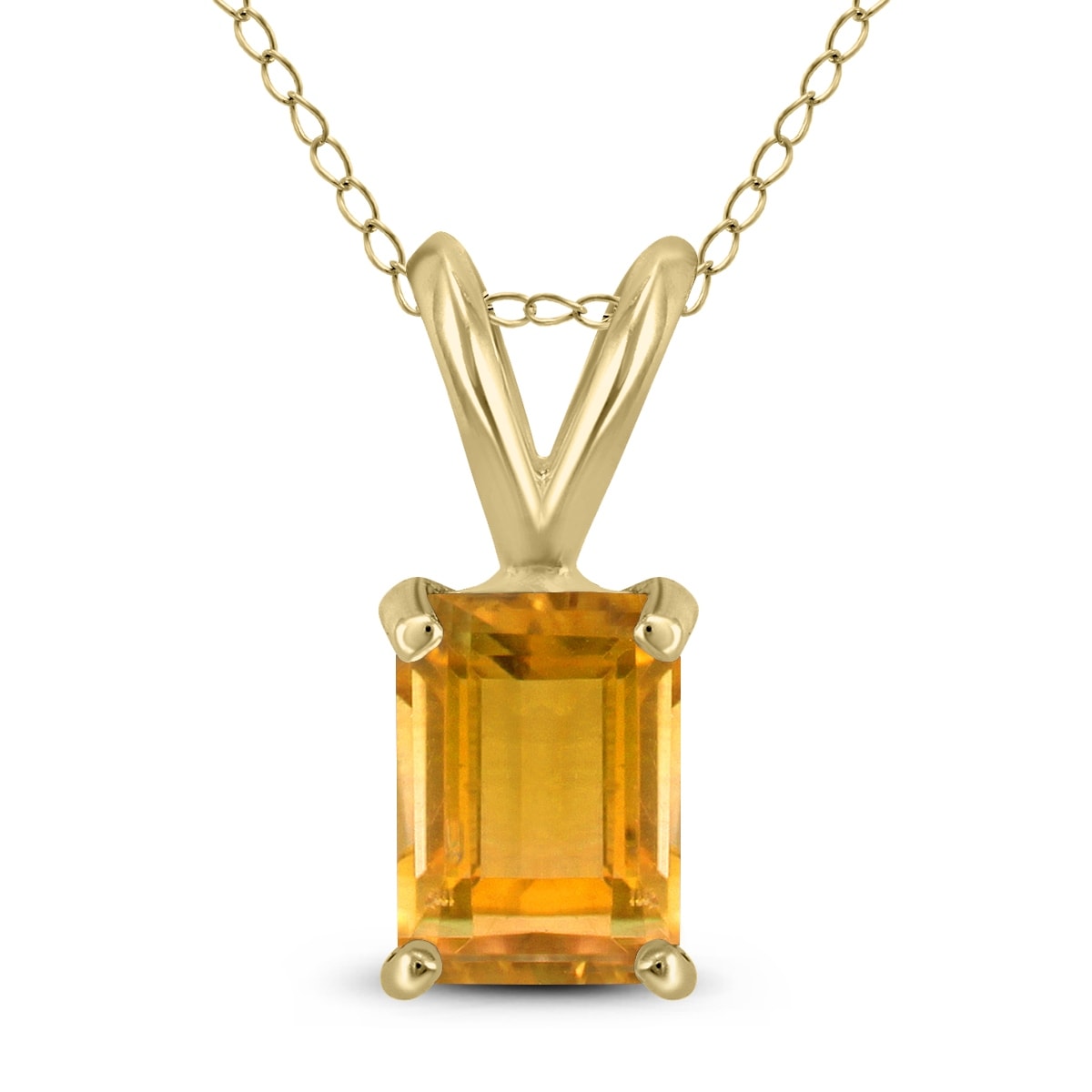 14K Yellow Gold 7X5Mm Emerald Shaped Citrine Pendant