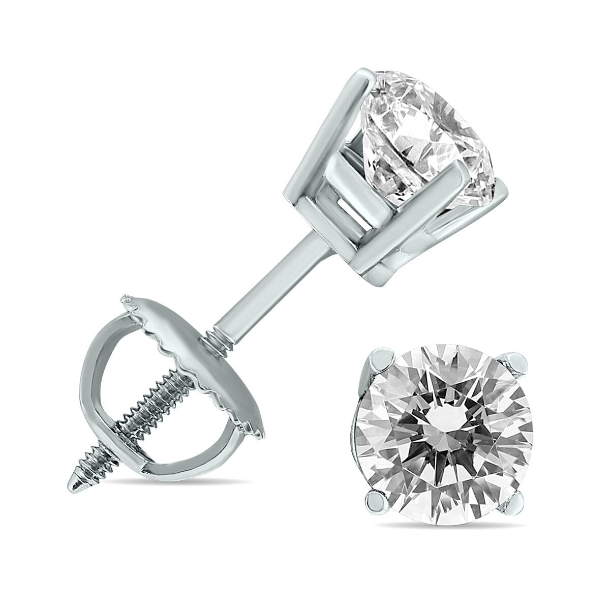 3 8 Carat Tw Diamond Screw Back Studs In 14K White Gold