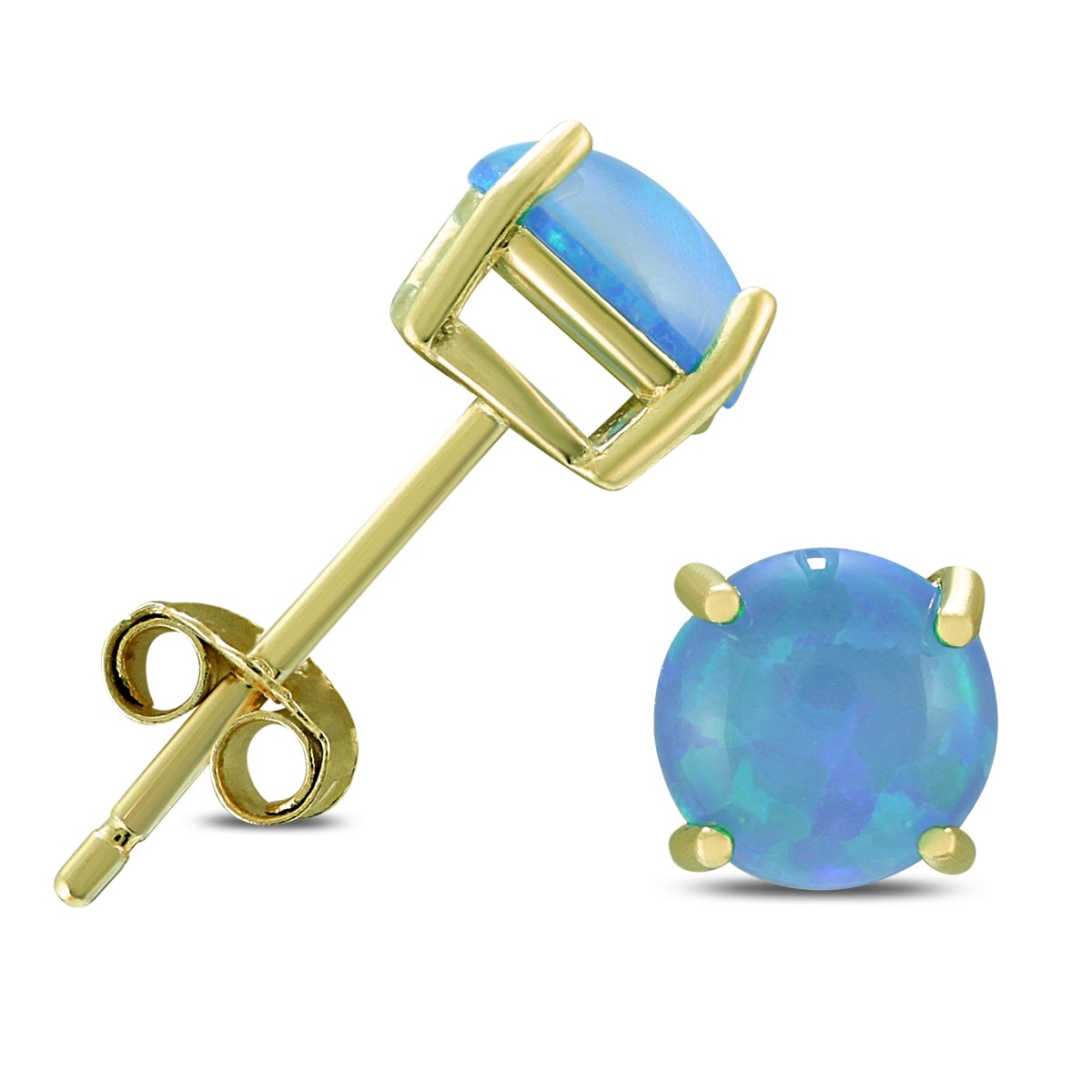 6Mm Created Opal Stud Earrings In .925 Sterling Silver
