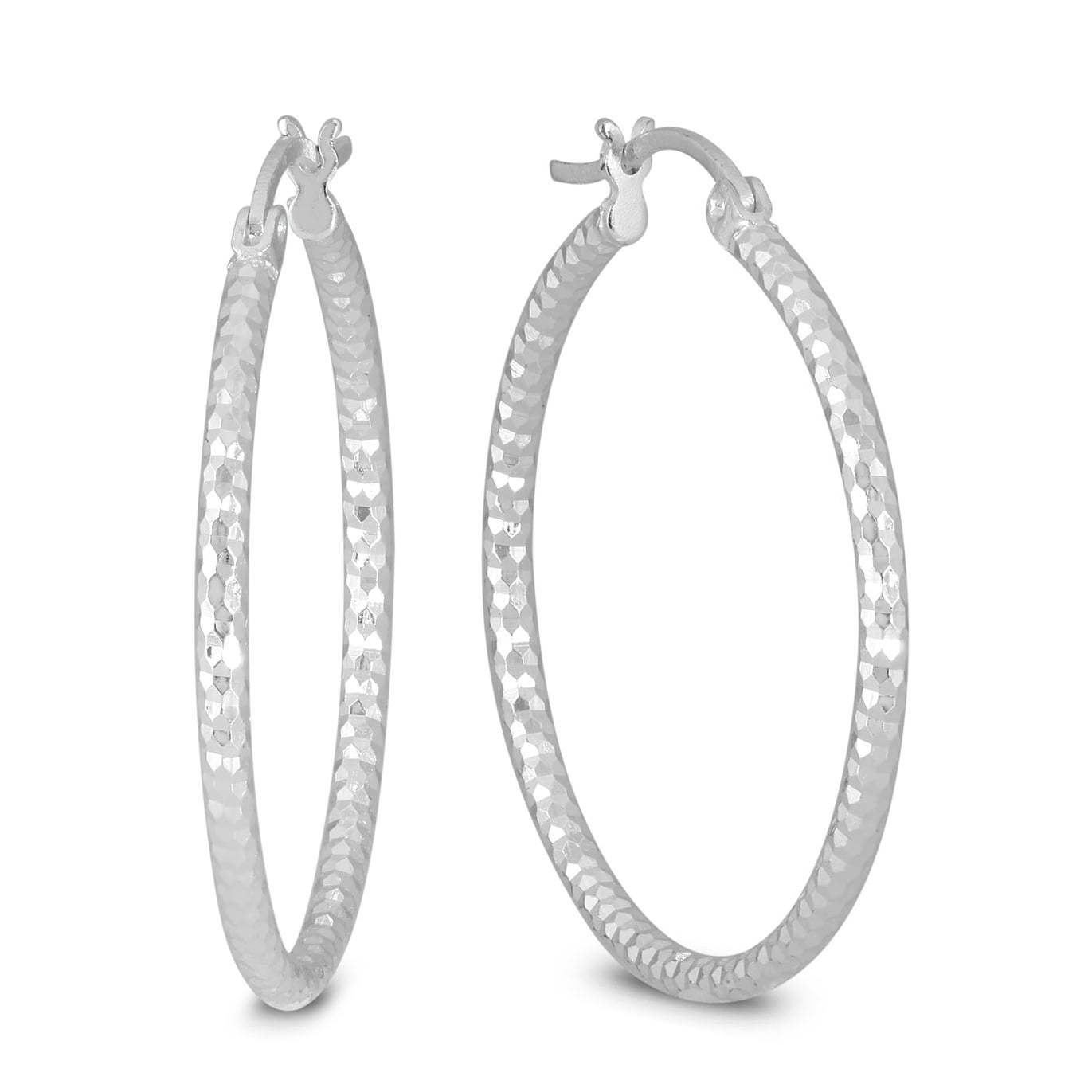 Marquee Jewels .925 Sterling Silver 30 Mm Diamond Cut Hoop Earrings