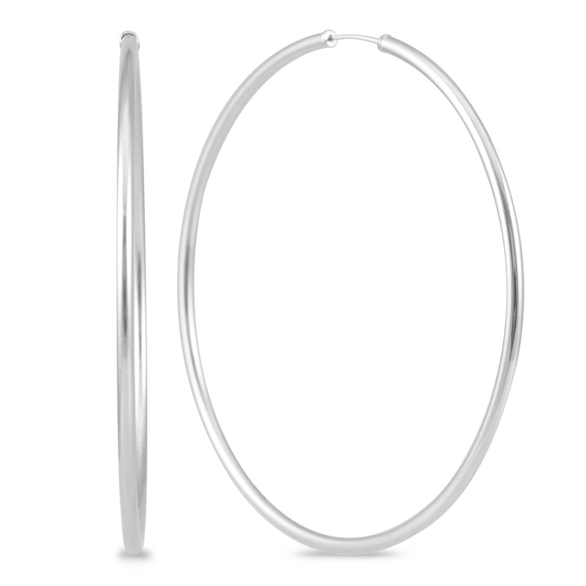 Marquee Jewels 14K White Gold 60 Millimeter Hoop Earrings