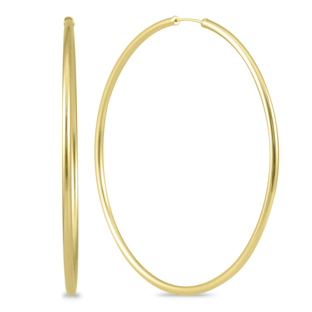 Marquee Jewels 14K Yellow Gold 60 Millimeter Endless Hoop Earrings