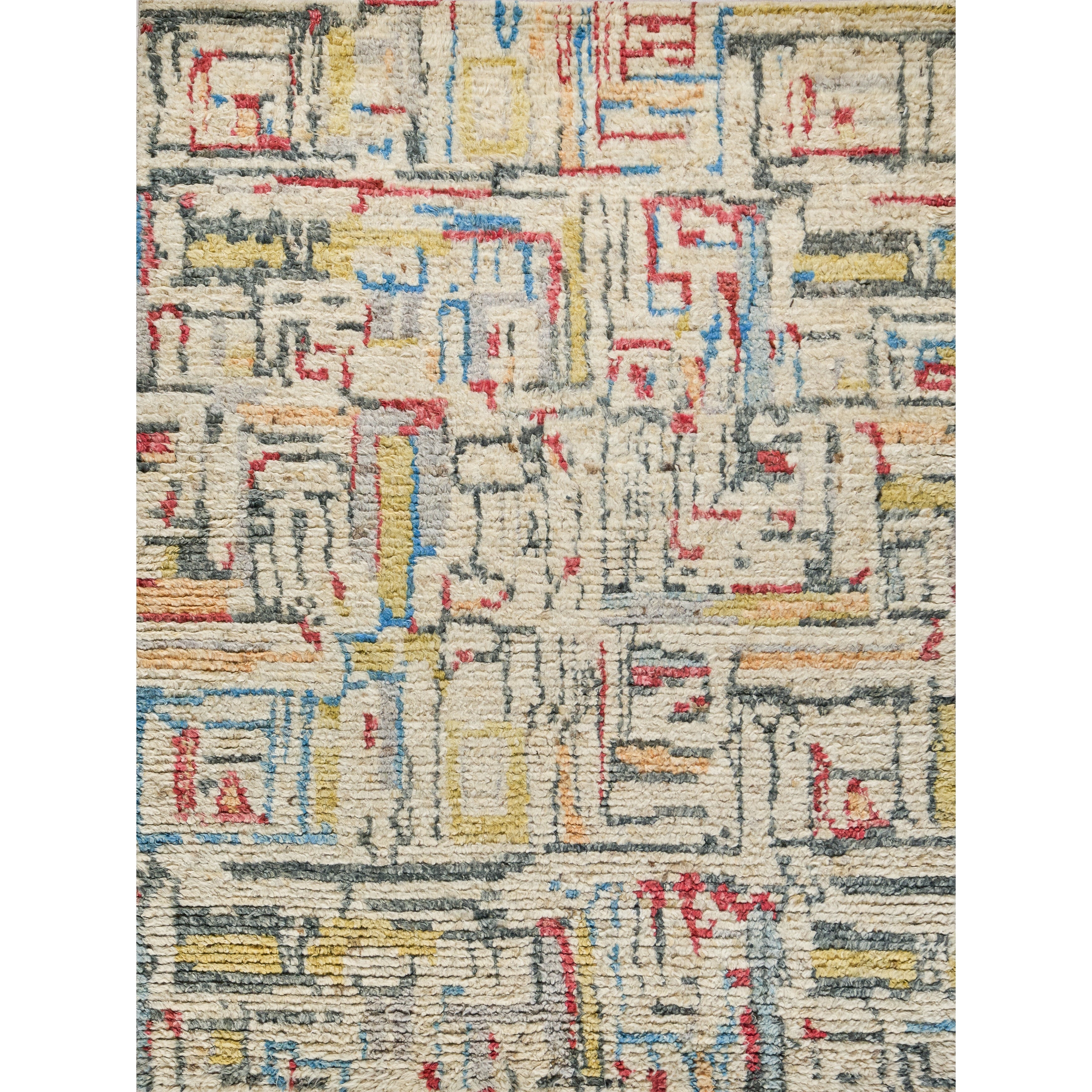 Marrakesh Hand Knotted Wool Red Yellow Multi Area Rug