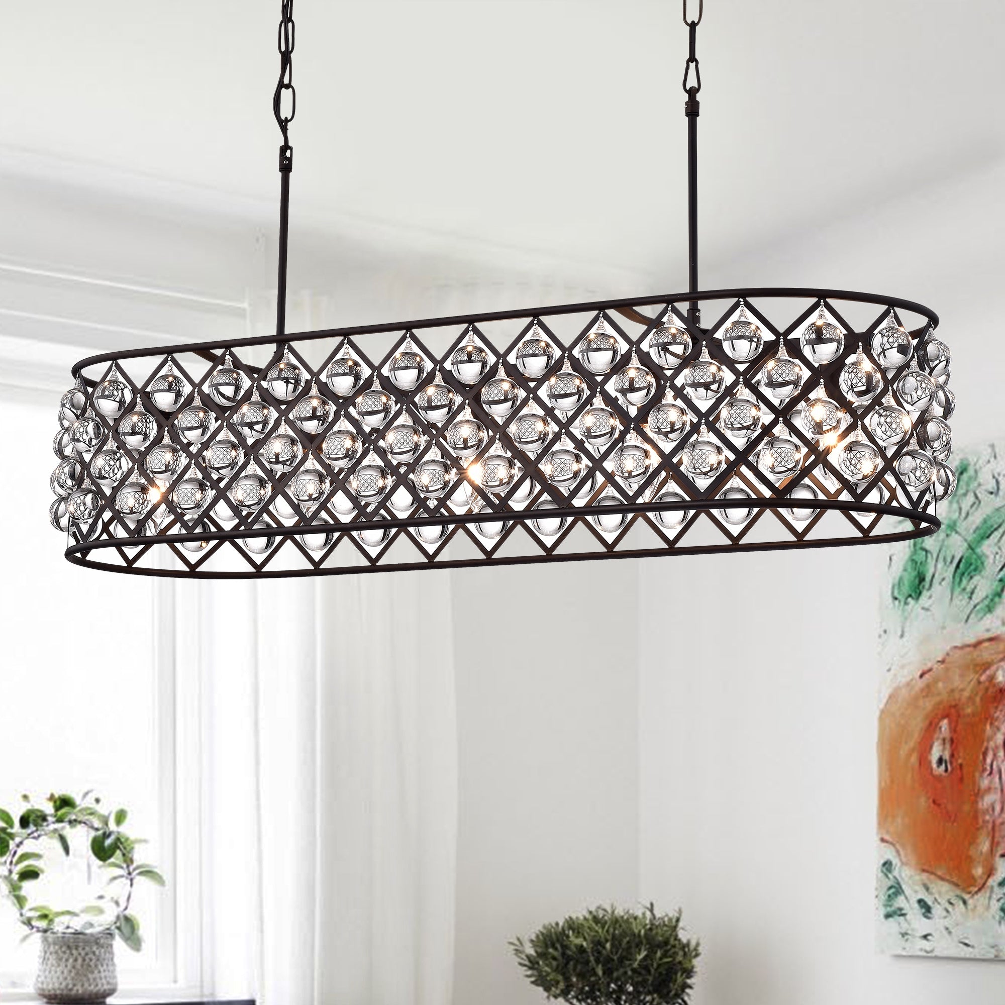 Mars Antique Bronze 39 Inch Crystal Chandelier