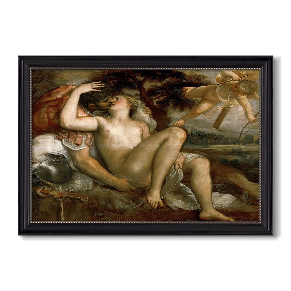 Mars Venus And Cupid C 1530 Titian Custom Framed Canvas