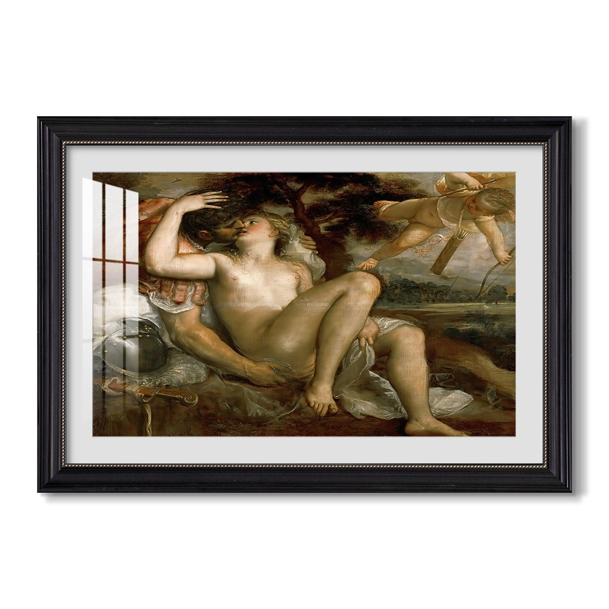 Mars Venus And Cupid C 1530 Titian Custom Framed Print