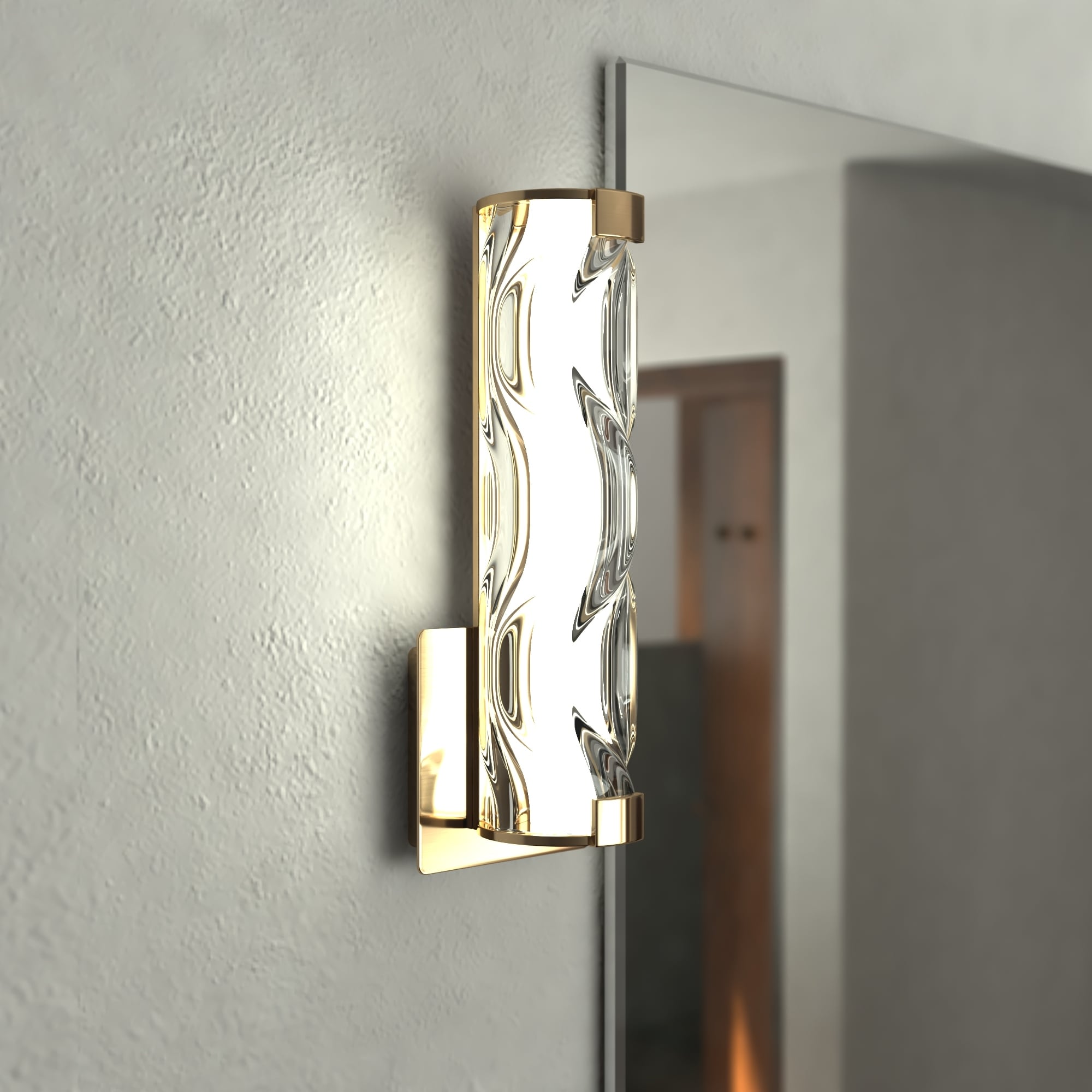 Marseille 1 Light Led Bathroom Vanity Fixture With Clear Wave Glass