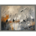Marshlight And Waiting Cranes By Tradelink Inhouse Artist Framed Canvas Wall Art Print